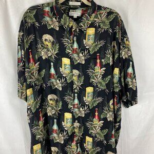 Pierre Cardin Novelty Beer Tropical Hawaiian Print Button Down Shirt Men's‎ XL